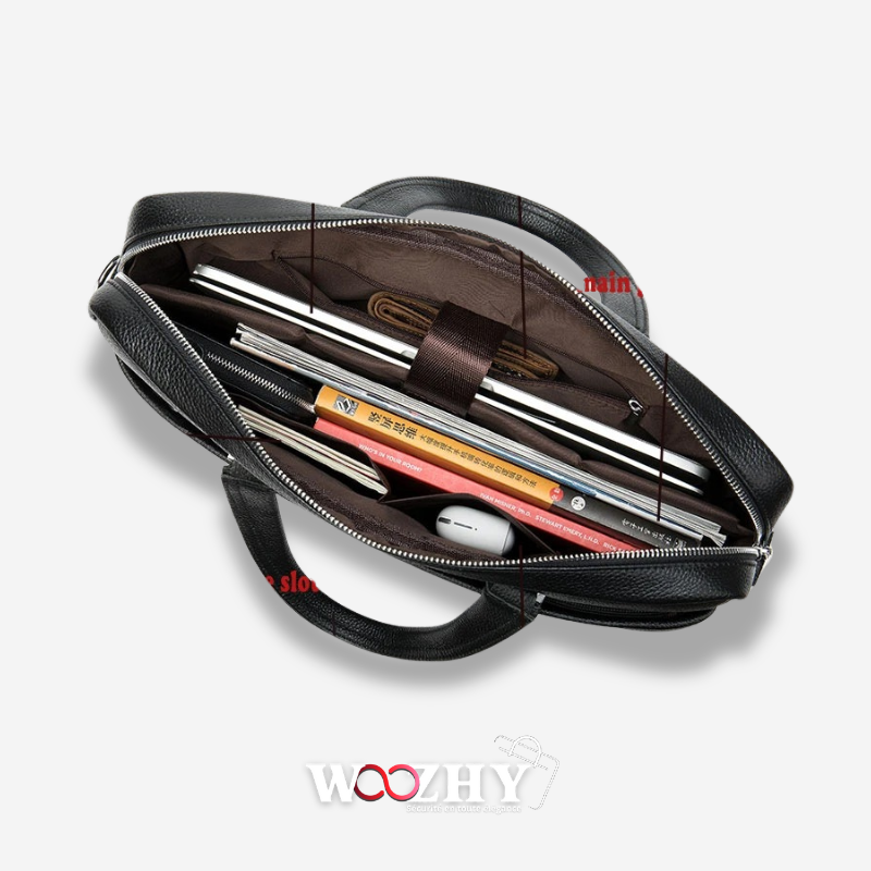 Sacoche Ordinateur Professionnelle en Cuir 14 Pouces