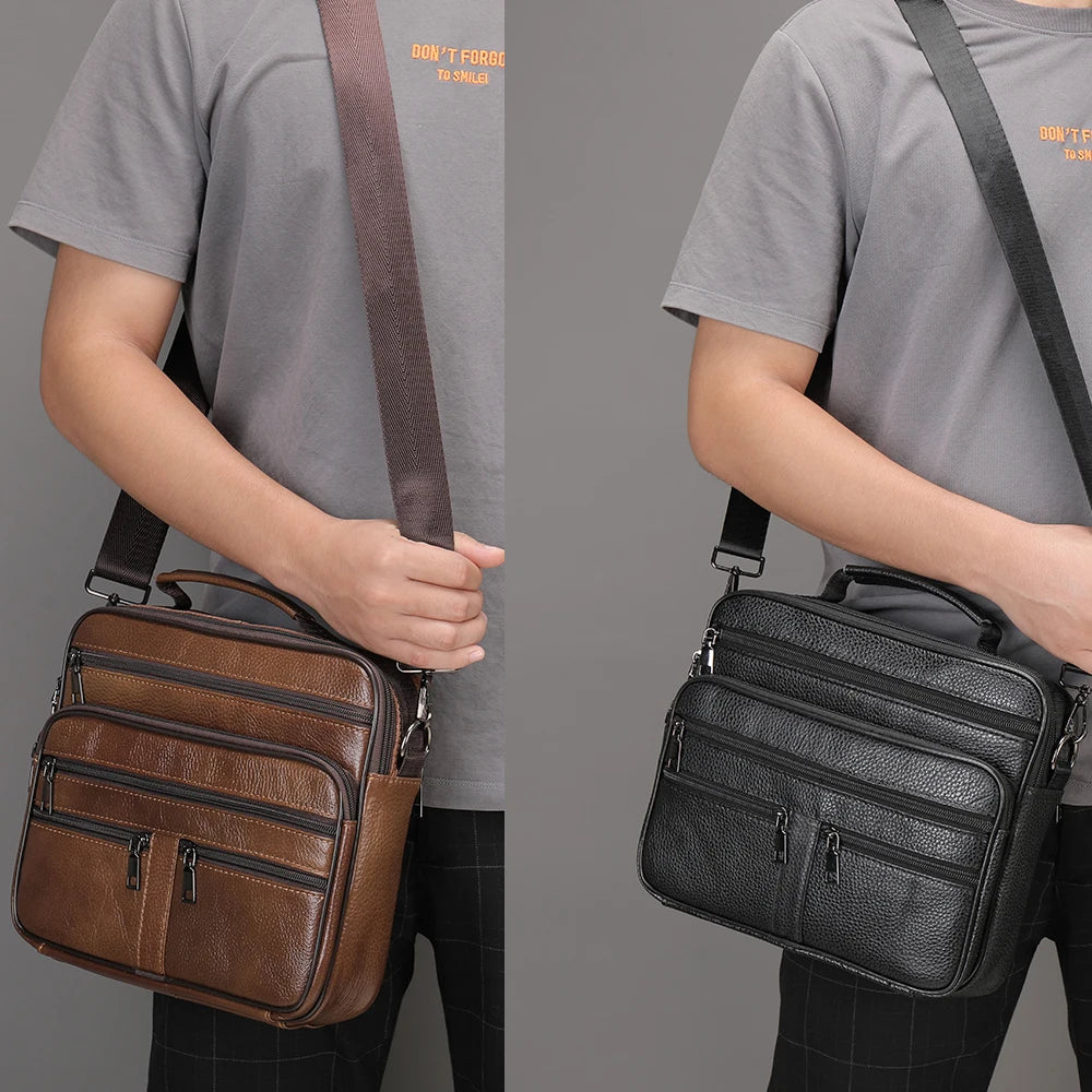 Sacoche Ordinateur en Cuir Multi-compartiment 12 Pouces