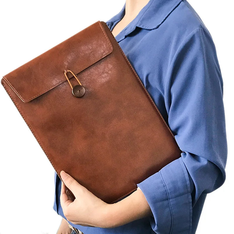 Pochette Ordinateur Unisexe en Cuir de 13 et 14 Pouces