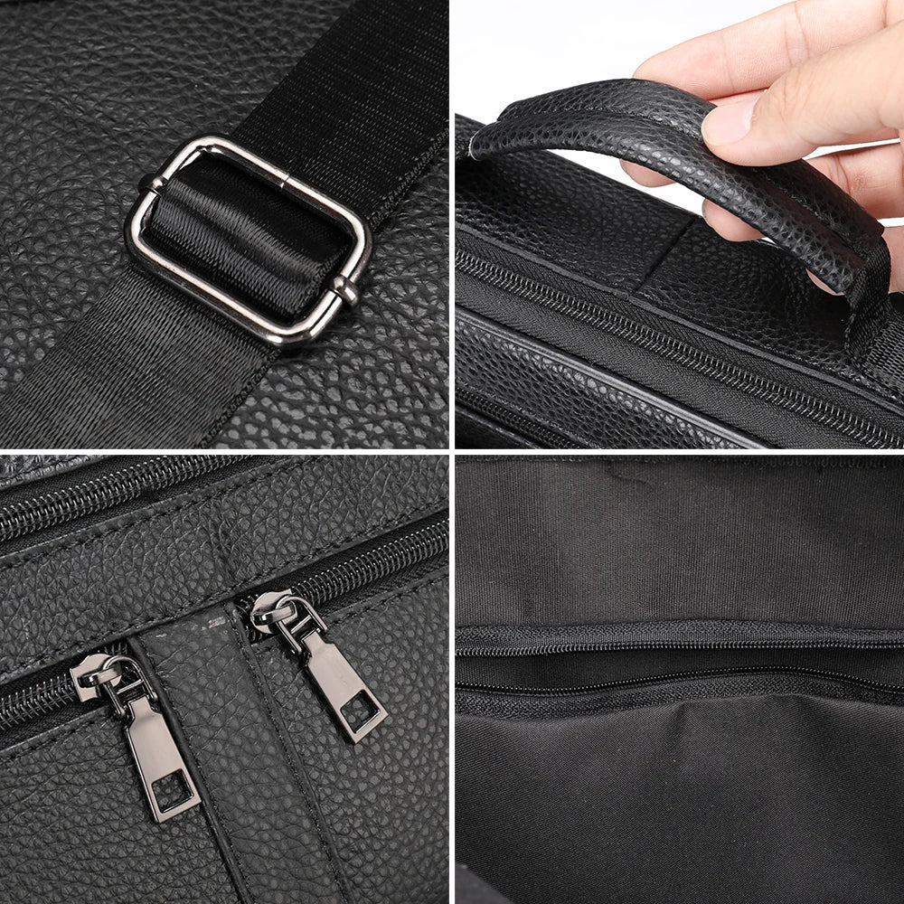 Sacoche Ordinateur en Cuir Multi-compartiment 12 Pouces