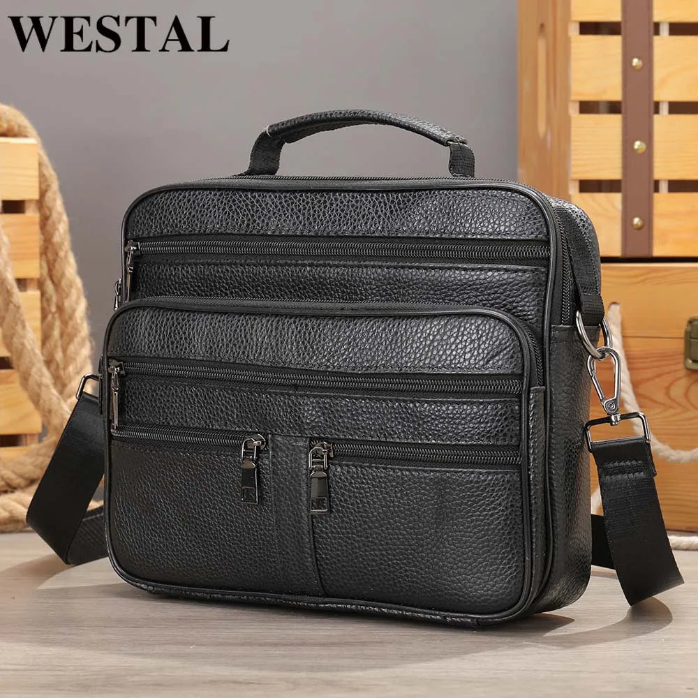 Sacoche Ordinateur en Cuir Multi-compartiment 12 Pouces