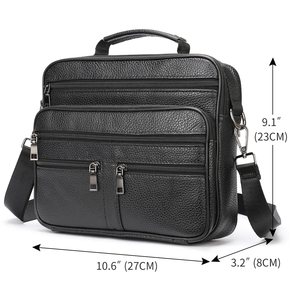 Sacoche Ordinateur en Cuir Multi-compartiment 12 Pouces