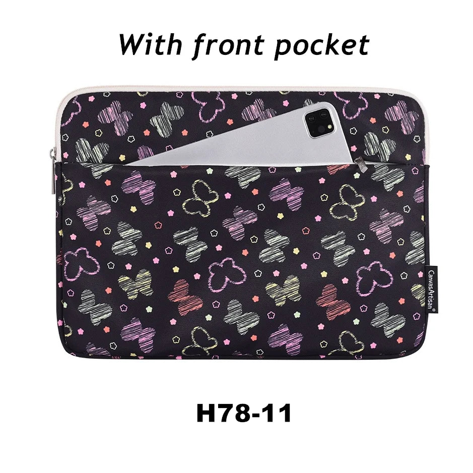 Pochette Ordinateur Étanche à Fleurs Bleues