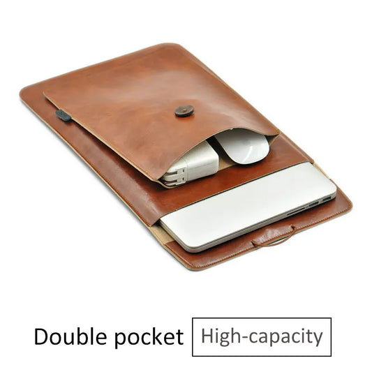 Pochette PC en Cuir Double Compartiment