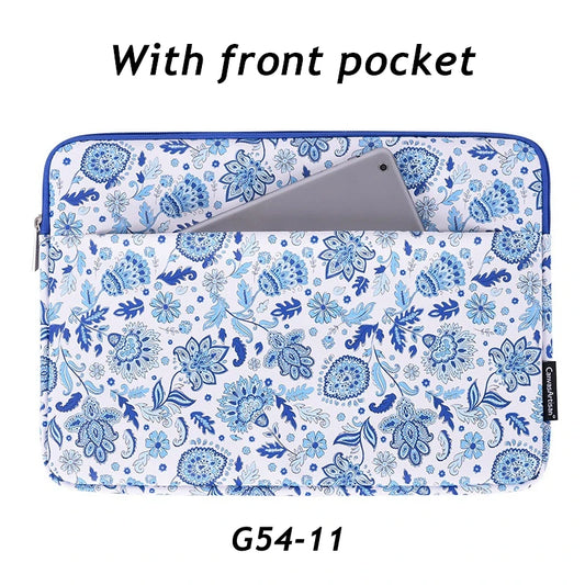 Pochette Ordinateur Étanche à Fleurs Bleues